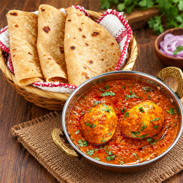 Chapathi (3 Pcs) & 2 Egg Curry