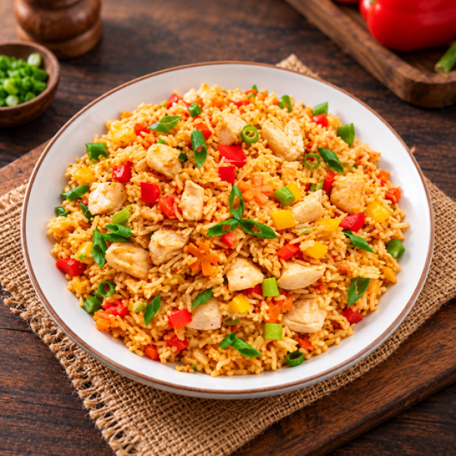 Chicken Schezwan Rice (Half Plate)