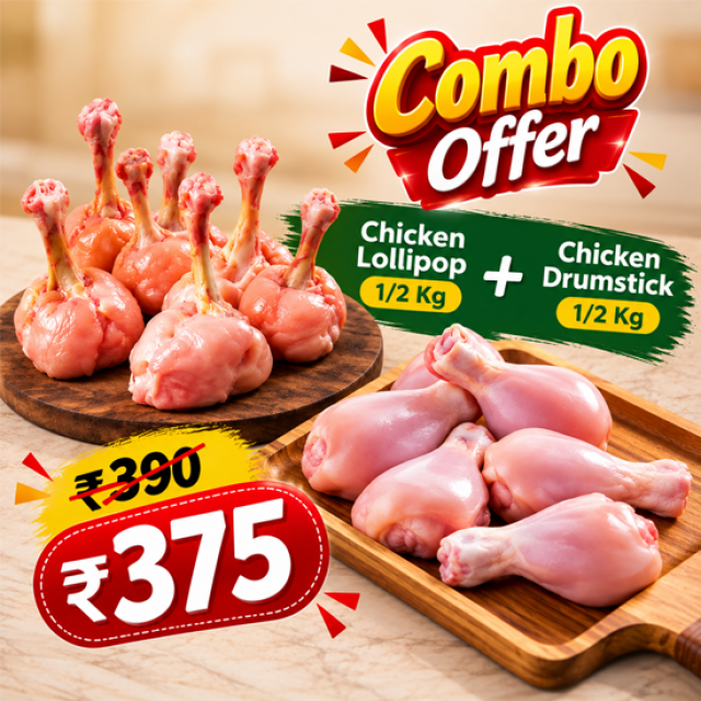 Fresh Chicken Lollipop & Drumstick Combo (Cleaned & Ready to Cook)