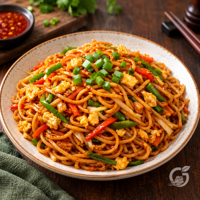 Egg Schezwan Noodles (Half Plate)