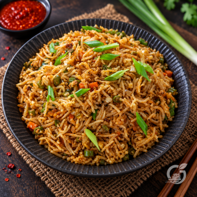 Schezwan Egg Fried Rice (Full Plate)