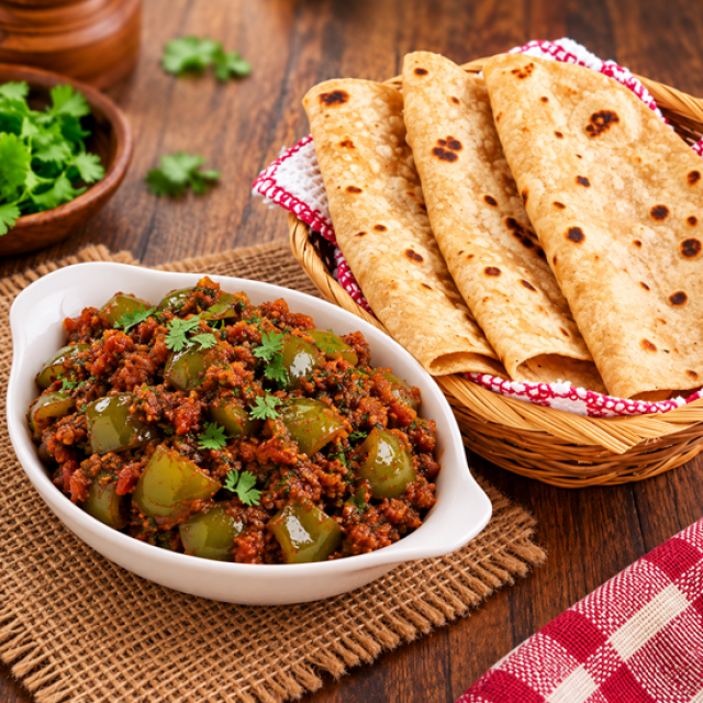 Chapathi (3 Pcs) & Shimla Mirchi Bhaji