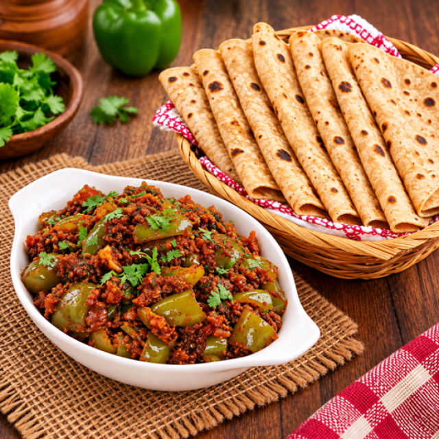 Chapathi (6 Pcs) & Shimla Mirchi Bhaji