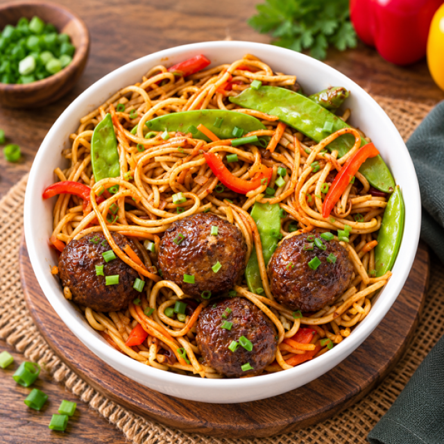 Veg Manchurian Noodles (Full Plate)
