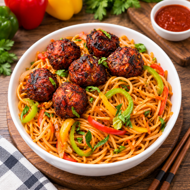 Veg Manchurian Schezwan Noodles (Full Plate)
