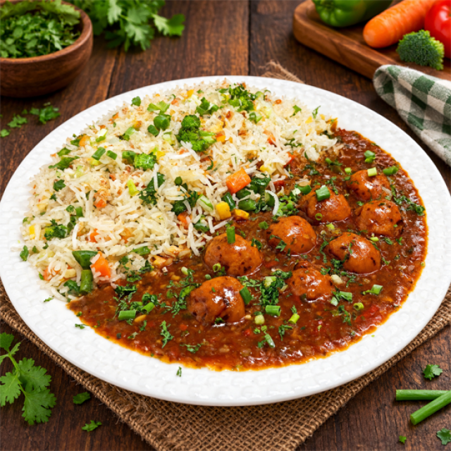 Veg Gravy Manchurian Rice (Full Plate)